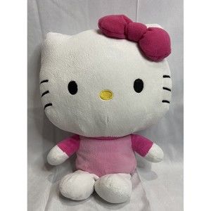 Hello Kitty Plush Doll 15” Tall  Pink Shirt Bow Stuffed Animal